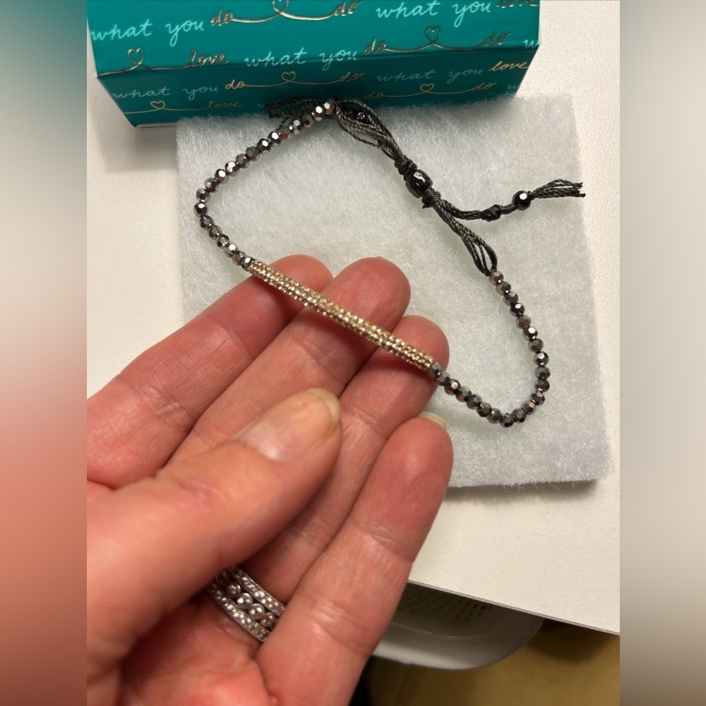 Stella & Dot Tribute Bracelet. Rose gold w crystals, hematite slide bracelet. - Picture 4 of 6